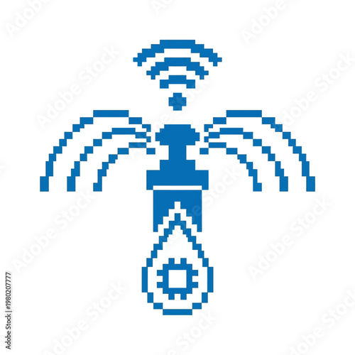 Icon representing a smart water faucet with WiFi connectivity