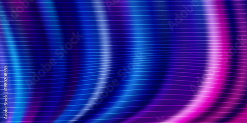 Abstract Neon Wave Background With Blue And Purple Glowing Lines For Modern Design