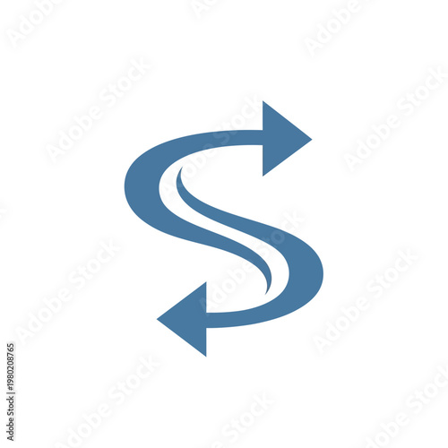 Interconnected arrows symbol representing flow and connection, isolated on white background