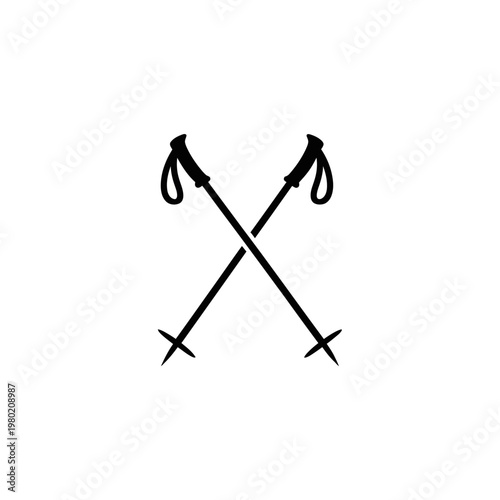 Crossed ski poles icon, graphic representation of winter sport equipment, simple design for outdoor activity themes