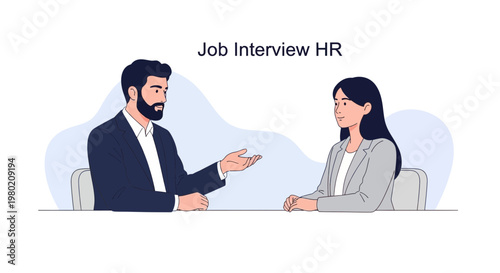 Job Interview HR: Man and Woman in Professional Meeting