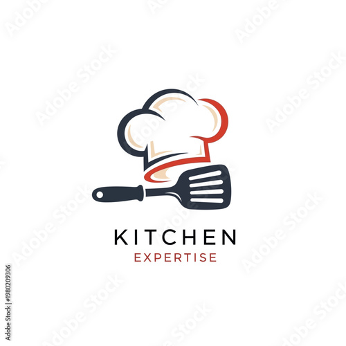 Chef Hat and Spatula Logo for Kitchen Expertise.