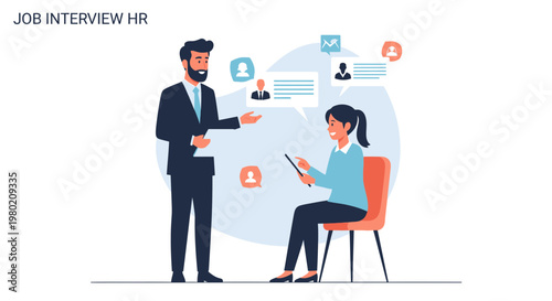 Job Interview HR: Man and Woman Discussing Career Opportunities
