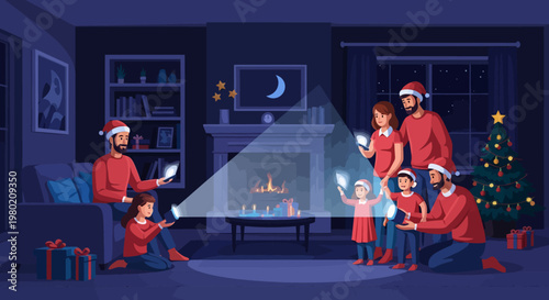 Family in Santa Claus Costumes.