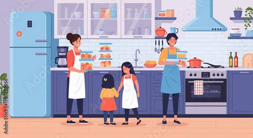 Family in the kitchen.