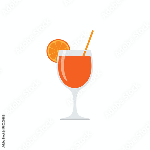 Refreshing Orange Citrus Drink in a Elegant Glass with Straw