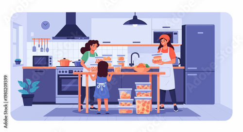 Family in the kitchen.
