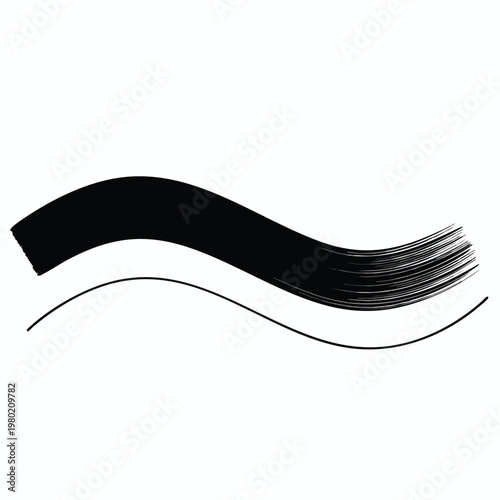 Abstract Black Brush Stroke on White Background for Artistic and Creative Design