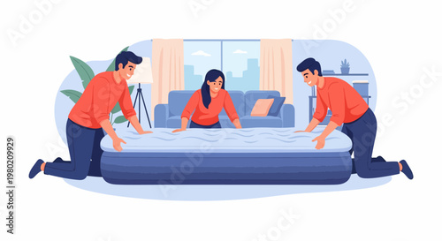 People Moving a Mattress.