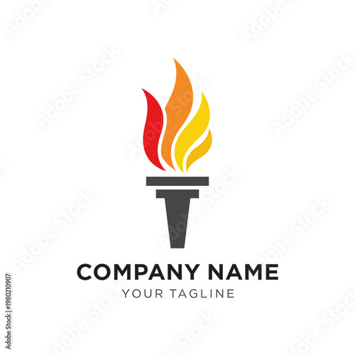Torch Flame Logo Design Symbolizing Inspiration and Achievement.