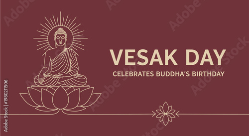happy vesak day poster lineart