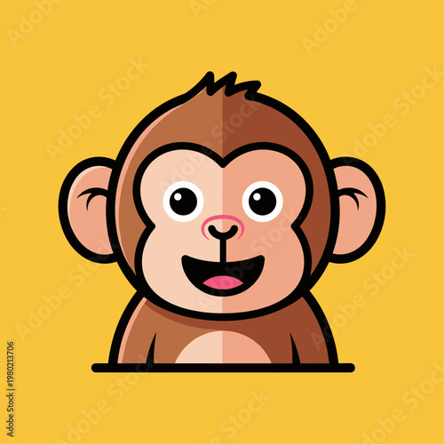 Cartoon monkey with happy expression face.