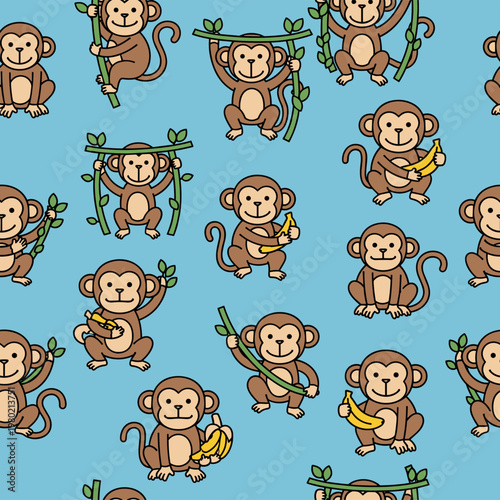 Brown Monkeys Hanging From Trees.