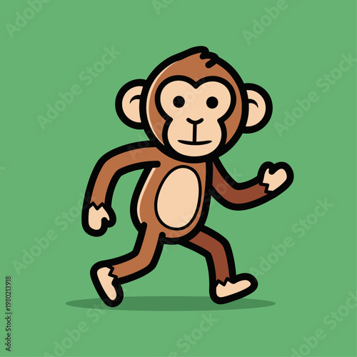 Cartoon monkey in motion walking.