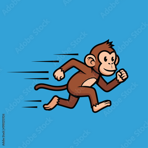 Brown monkey running fast motion.