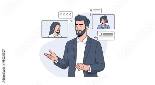 Business meeting, video conference, online communication, teamwork, collaboration, remote work