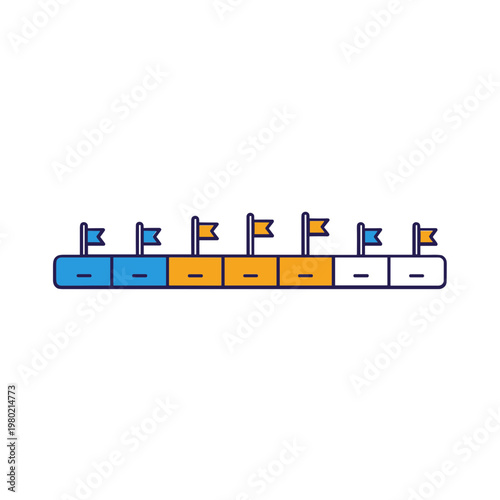 Progress Bar with Flags, Business Growth, Steps, Timeline, Success