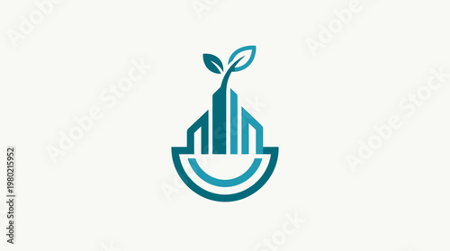 Eco-Friendly City Logo with Growing Plant