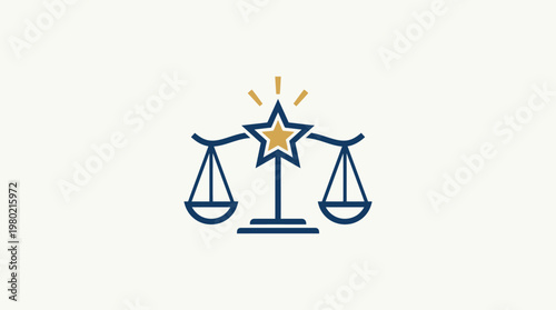 Justice Scales With a Star Law and Order Concept