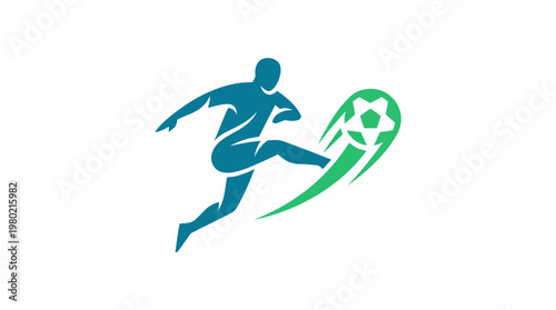 Dynamic Soccer Player Kicking Ball Logo