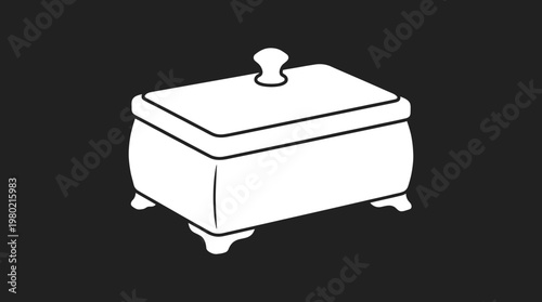 Elegant Jewelry or Trinket Box in White Outline