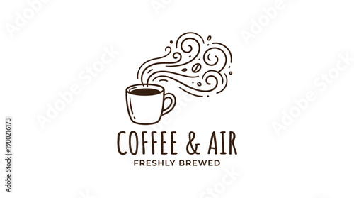 Coffee Cup Logo with Steam and Decorative Elements