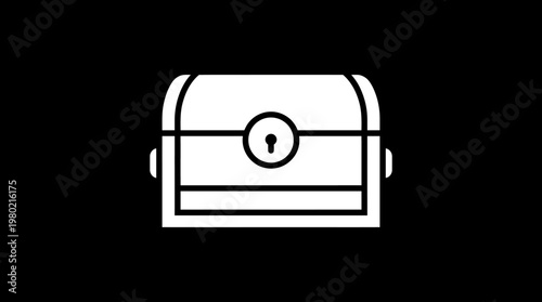 Minimalist Treasure Chest Icon on Black Background