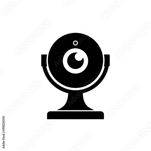 Sleek digital webcam icon for modern online communication and video conferencing, representing essential technology for remote work, virtual meetings, and live streaming