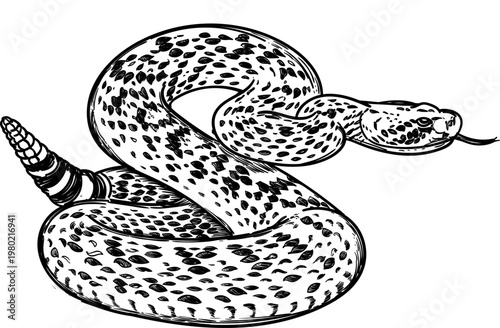 rattle snake hand drawn sketch
