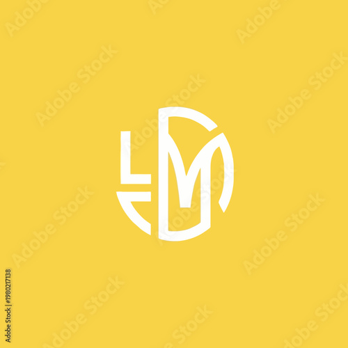 Monogram LM logo design in white on yellow background.
