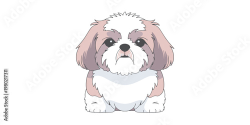 Cute Shih Tzu Dog Vector Illustration with Clean Lines and Soft Colors