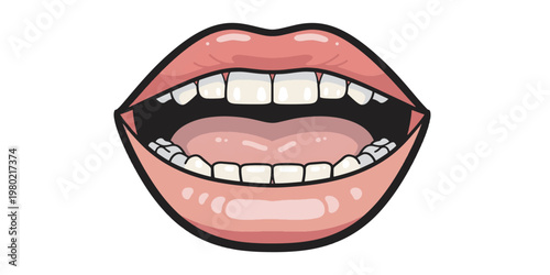 Open Mouth with Teeth Vector Illustration Clean Modern Style