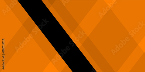 Modern minimalist design featuring vibrant orange polygons on a deep black backdrop.