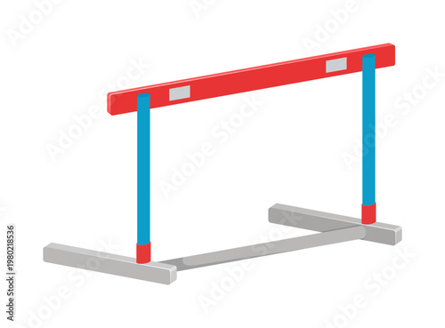Track hurdle barrier with red blue and gray colors for sports competition in a simple graphic illustration