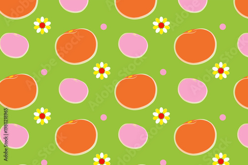 Patrón vectorial sin costuras con diseño de fruta de toronja y naranja.