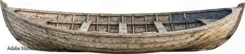 An weathered and aged wooden rowboat with a worn and weathered hull displays its rustic interior with visible planks and rivets wooden boat antique vessel watercraft nautical