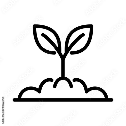 reforestation outline icon. plant tree line illustration.