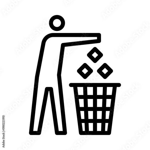 throw away trash outline icon. dispose waste line illustration.