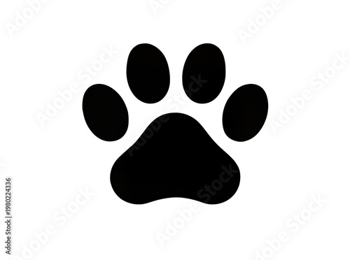 Canvastavla Isolated black animal paw print, dog or cat silhouette icon for pets and veterin