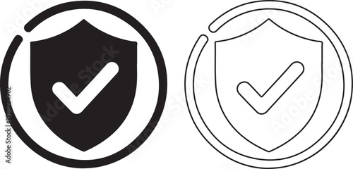 Shield icon with checkmark in circle  security and protection symbol