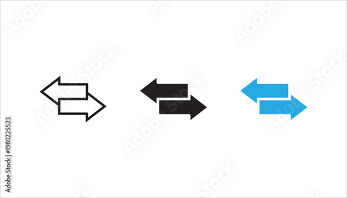 Simple outline icon of two opposite arrows indicating direction, navigation, switching, and data transfer between two sides.