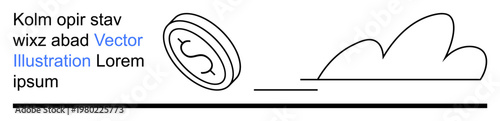 Financial growth, economic trends, savings, digital economy, cloud technology, conceptual art. Minimalist illustration with currency symbol and cloud. Financial growth and economic trends theme