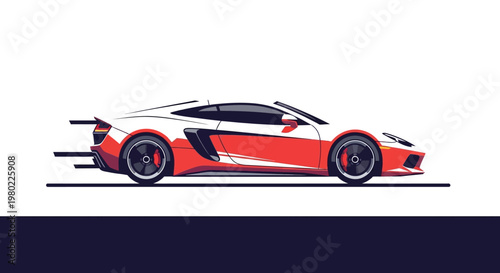 Dynamic Side View of a Sleek Modern Sports Car Illustration.