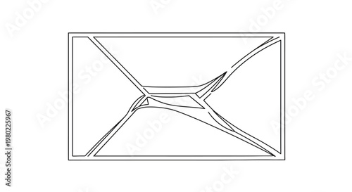 Minimalist outline drawing of a cracked rectangular glass pane.
