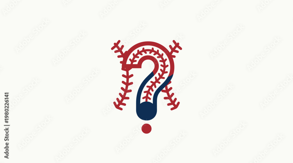 Fototapeta premium Baseball Game Question Mark Logo on Cream
