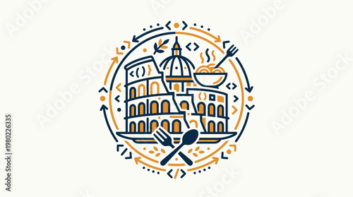 Italian Cuisine and Landmarks Emblem
