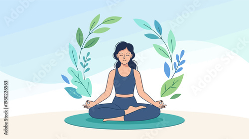 Woman in yoga meditation pose lotus.