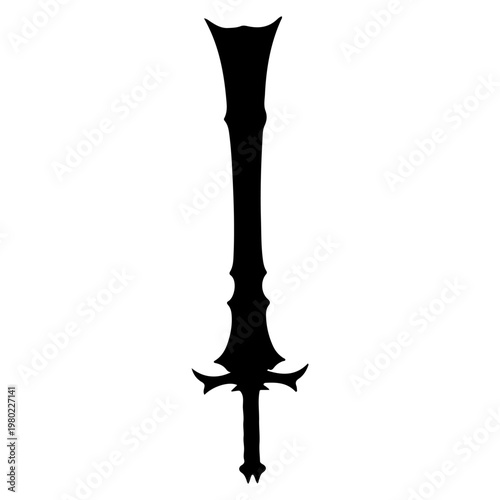Silhouette of a Gothic Sword with Ornate Blade.