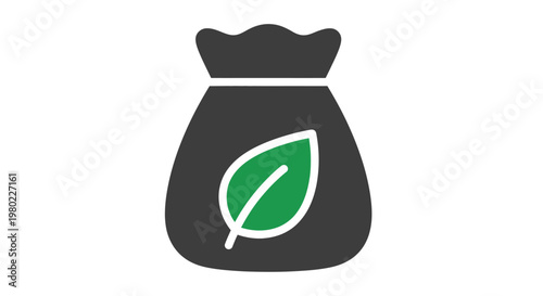 Illustration of a bag containing a green leaf for environmentally friendly concept