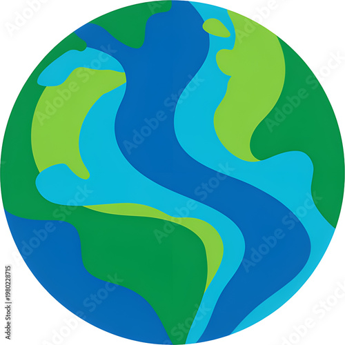 Blue earth icon for global world ecology, isolated graphic